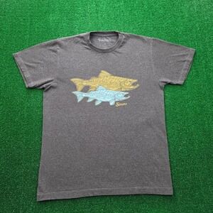 Simms Fishing Tshirt Mens Medium Gray Short Sleeve Trout Graphic Tee Outdoors